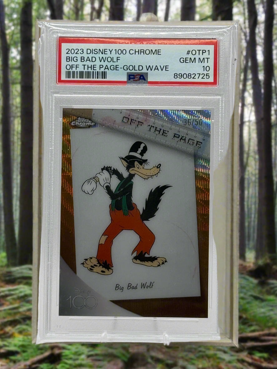 Disney 100 Chrome 2023 - Big Bad Wolf off the Page Insert 36/50 - PSA10